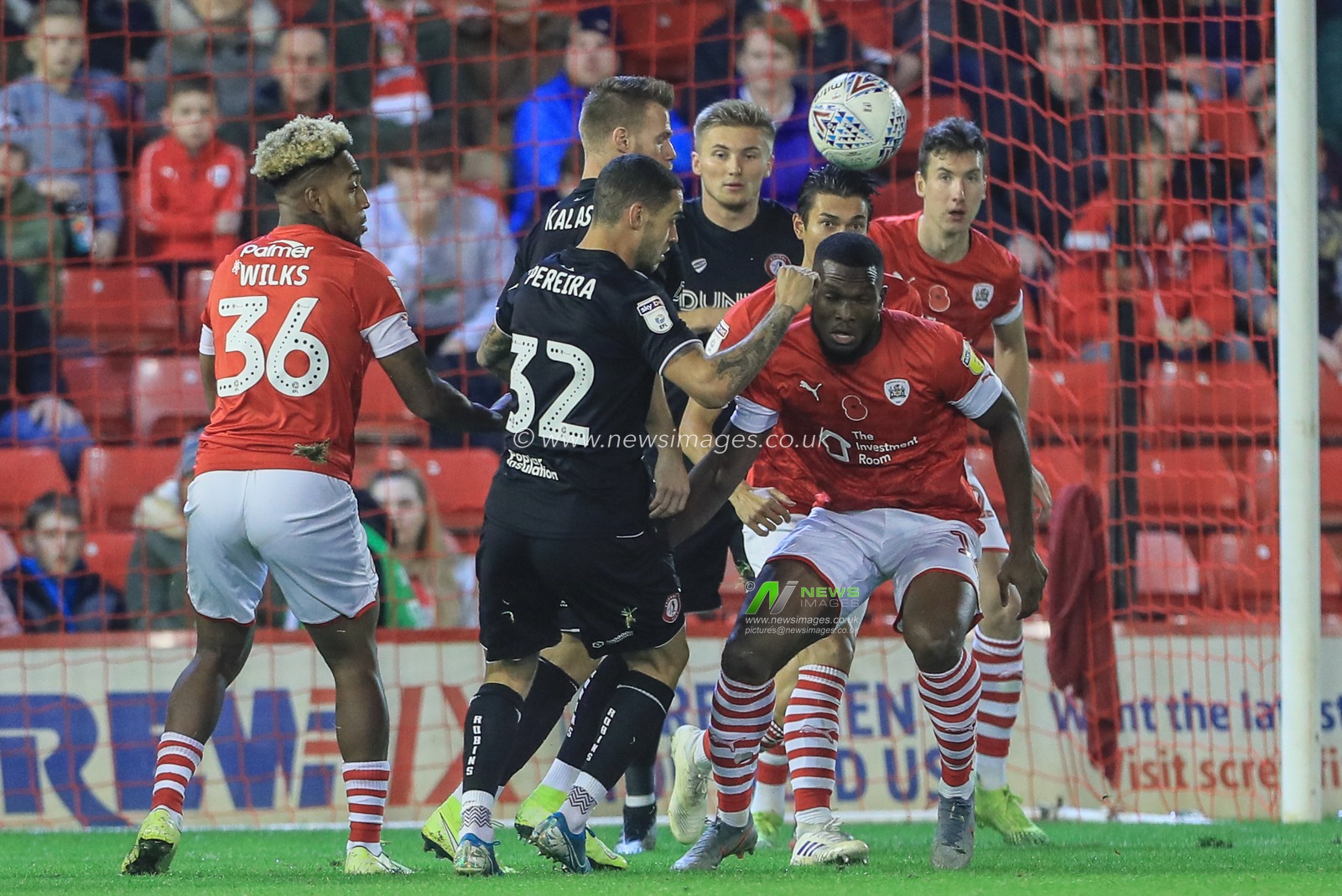 1st November 2019, Oakwell, Barnsley, England; Sky Bet Championship, Barnsley v Bristol City : Dimitri Cavare (12) of Barnsley clears off the line 

Credit: Mark Cosgrove/News Images