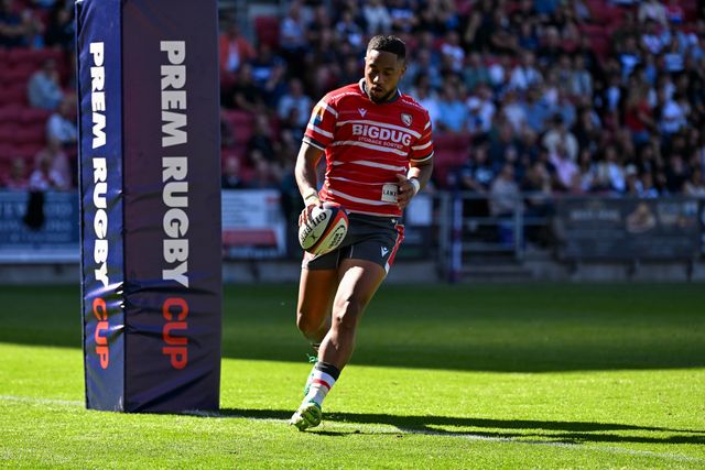 Phil Cokanasiga of Gloucester Rugby scores during the Prem Rugby Cup match Bristol Bears vs Gloucester at Ashton Gate, Bristol, United Kingdom on 05 September 2026

(Photo by Alex Williamson/News Images)