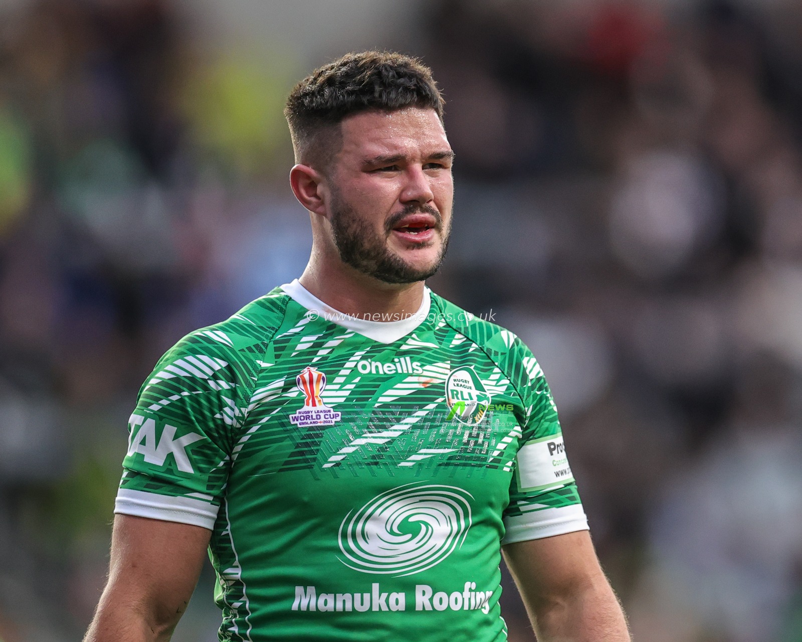 James Bentley of Ireland during the Rugby League World Cup 2021 match Jamaica vs Ireland at Headingley Stadium, Leeds, United Kingdom, 16th October 2022

(Photo by Mark Cosgrove/News Images)