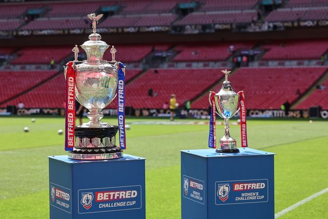 The Mens and Women’s Challenge Cup Trophys during the Betfred Women's Challenge Cup Final Wigan Warriors vs St Helens at Wembley Stadium, London, United Kingdom on 30 May 2026

(Photo by Mark Cosgrove/News Images)