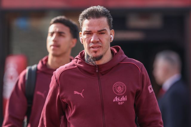 Ederson of Manchester City arrives during the Premier League match Nottingham Forest vs Manchester City at City Ground, Nottingham, United Kingdom, 8th March 2025

(Photo by Alfie Cosgrove/News Images)