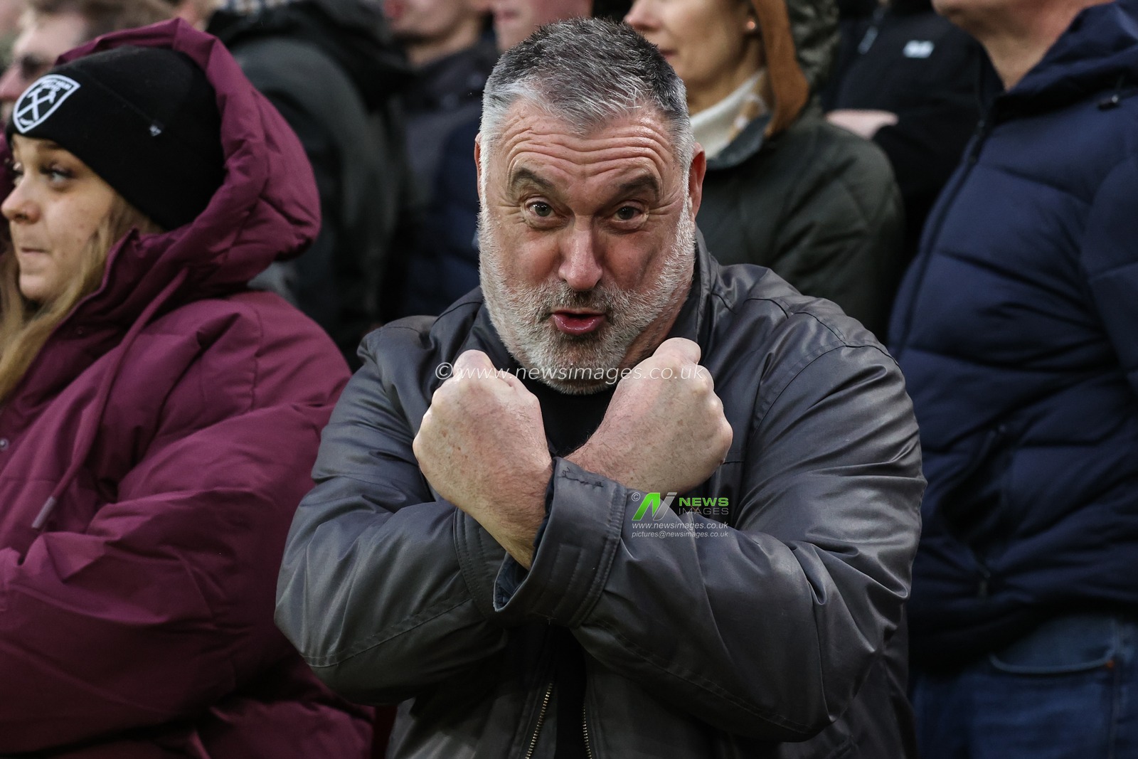 West Ham fan celebrating after they take the lead during the Premier League match Sheffield United vs West Ham United at Bramall Lane, Sheffield, United Kingdom, 21st January 2024

(Photo by Mark Cosgrove/News Images)