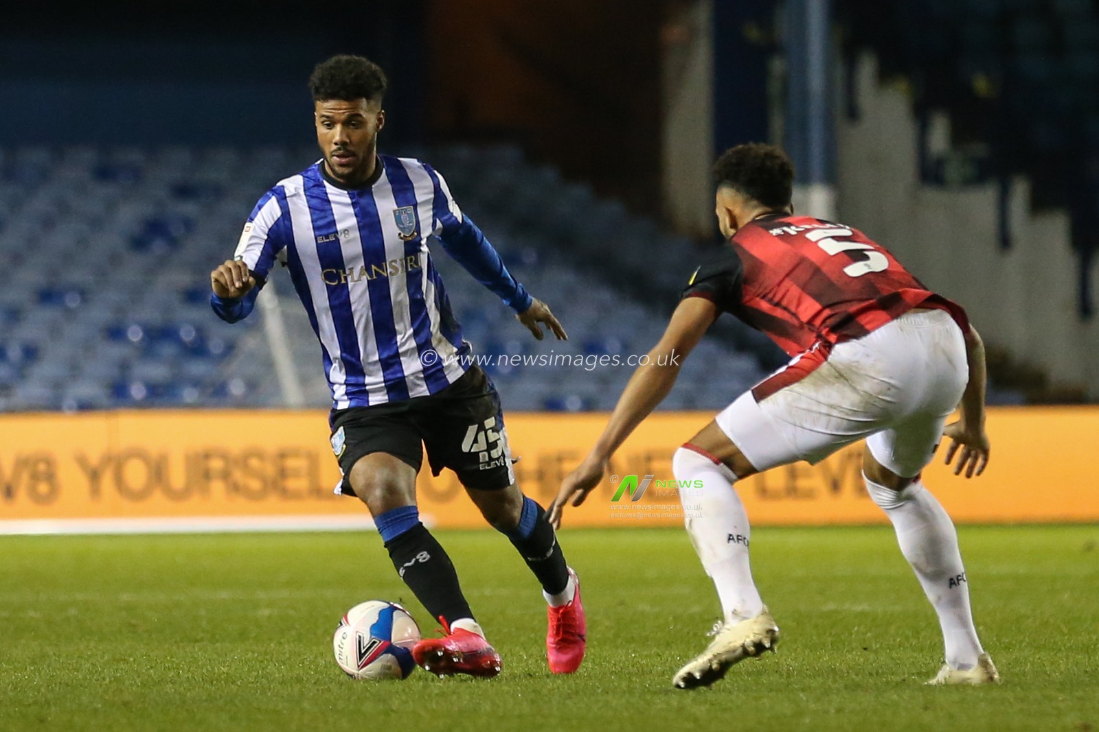 Elias Kachunga (45) of Sheffield Wednesday in action during the game