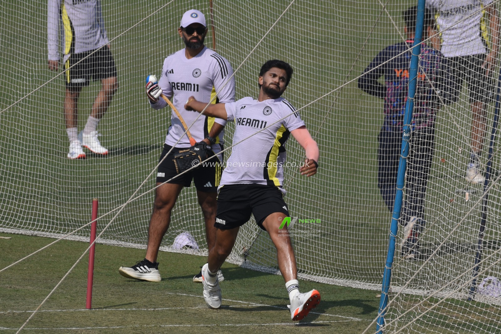 Indian blower Axar Patel bowls in the nets during a practice session ahead of their first Twenty20 international cricket match against England at the Eden Gardens in Kolkata on January 20. 2025.Pictures by Debajyoti Chakraborty.(Photo: Debajyoti Chakraborty/News Images)