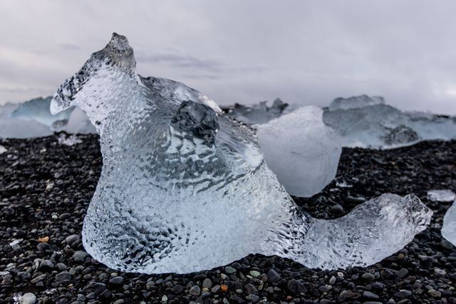Small Iceberg's washed up on Diamond Beach that float down the river from JÃ¶kulsÃ¡rlÃ³n Glacial Lake , JÃ¶kulsÃ¡rlÃ³n, Iceland, 25th March 2025

(Photo by Alfie Cosgrove/News Images)