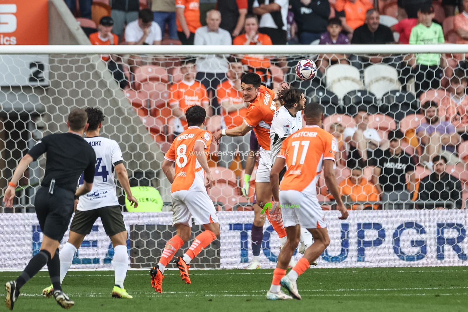 Elkan Baggott of Blackpool heads the ball clear of his defensive area during the Sky Bet League 1 match Blackpool vs Birmingham City at Bloomfield Road, Blackpool, United Kingdom, 30th April 2025

(Photo by Mark Cosgrove/News Images)