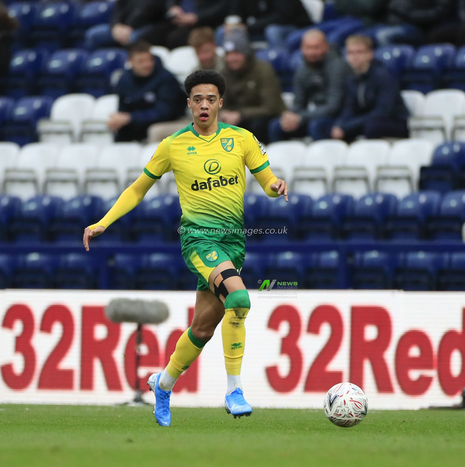 4th January 2020, Deepdale, Preston, England; Emirates FA Cup, Preston North End v Norwich City : Jamal Lewis (12) of Norwich City runs with the ball

Credit: Conor Molloy/News Images