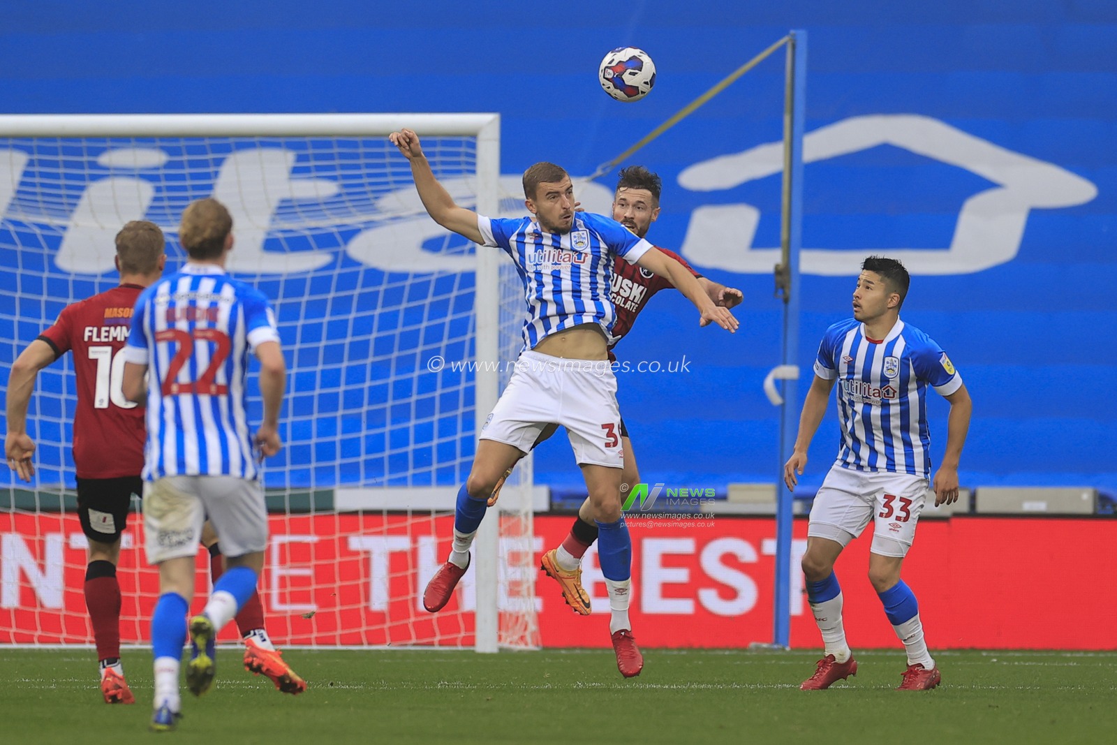 Michal Helik #39 of Huddersfield Town wins the header during the Sky Bet Championship match Huddersfield Town vs Millwall at John Smith's Stadium, Huddersfield, United Kingdom, 29th October 2022

(Photo by Conor Molloy/News Images)