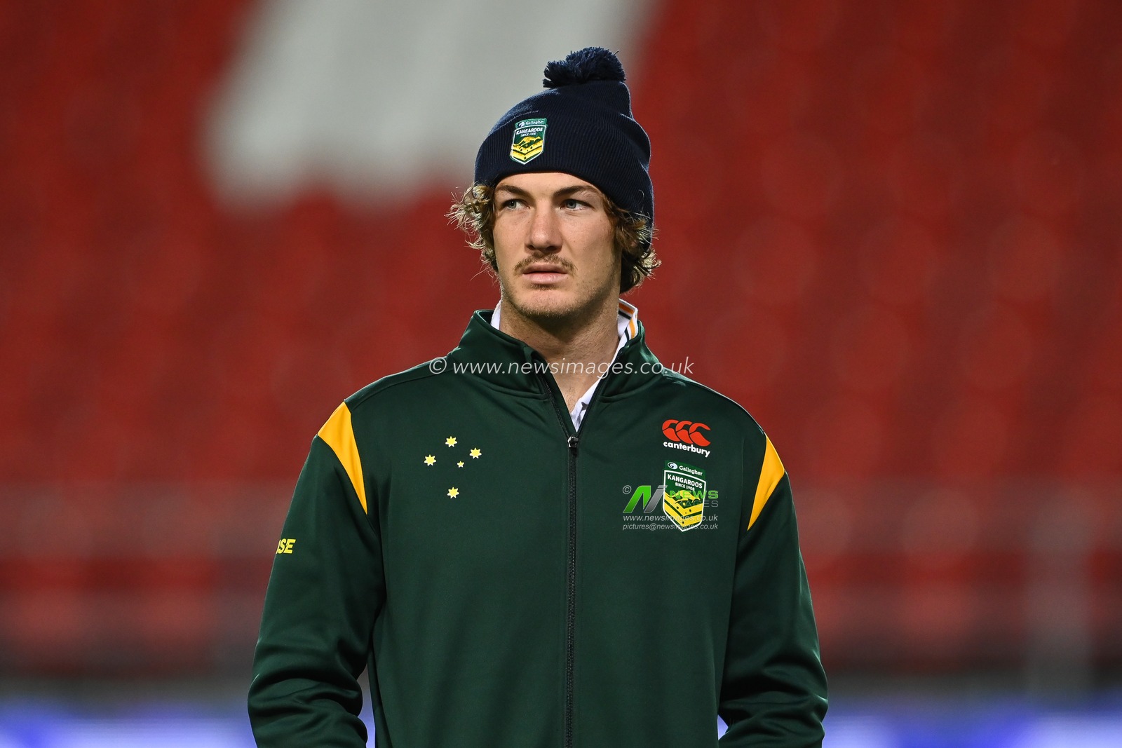 Campbell Graham of Australia during the pre game pitch inspection ahead of the Rugby League World Cup 2021 match Australia vs Italy at Totally Wicked Stadium, St Helens, United Kingdom, 29th October 2022

(Photo by Craig Thomas/News Images)
