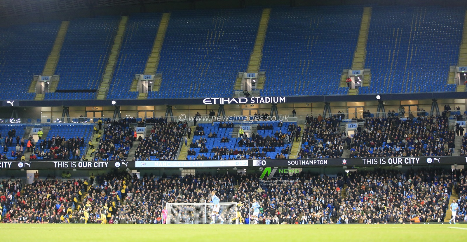 29th October 2019, Etihad Stadium, Manchester, England; Carabao Cup, Manchester City v Southampton : Lots of unsold seats at the Etihad

Credit: Conor Molloy/News Images