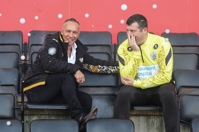 Adrian Lam head coach of Leigh Leopards speaks to his assistant Tony Clubb during the Betfred Super League round 6 match Leigh Leopards vs Toulouse at Leigh Sports Village, Leigh, United Kingdom on 28 March 2026

(Photo by Mark Cosgrove/News Images)