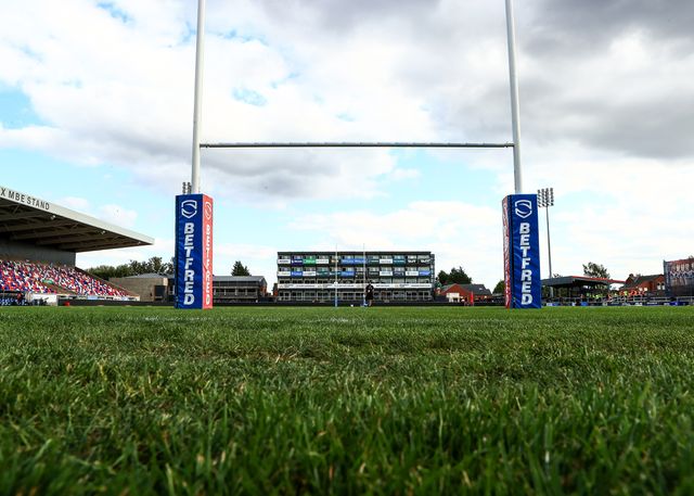 A general view of DIY Kitchens Stadium during the Betfred Super League round 21 match Wakefield Trinity vs St Helens at DIY Kitchens Stadium, Wakefield, United Kingdom, 8th August 2025

(Photo by Richard Bierton/News Images)