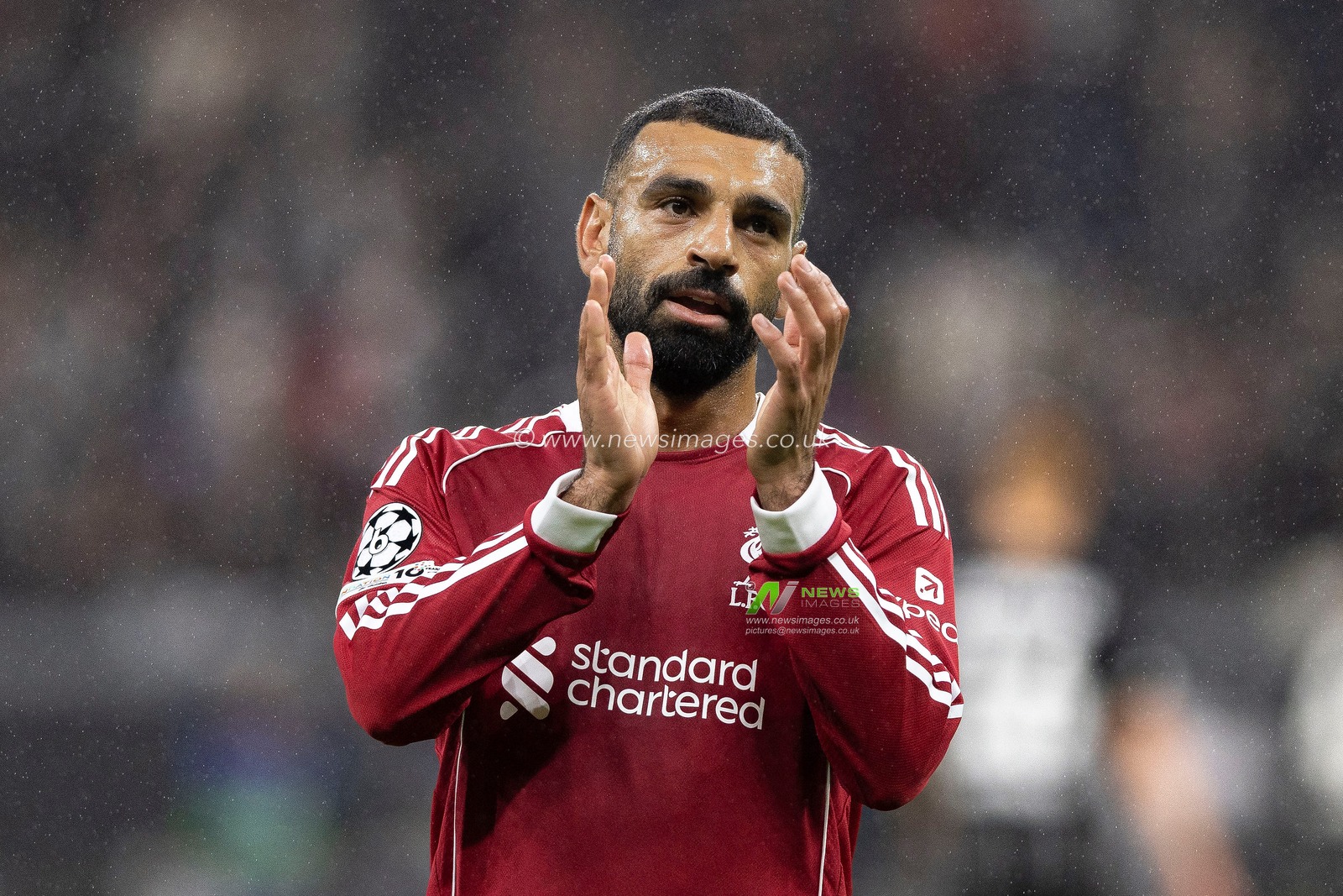 Mohamed Salah of Liverpool celebrates after Liverpool’s 1-5 victory in the UEFA Champions League Matchday 3 of 8 Eintracht Frankfurt vs Liverpool at Deutsche Bank Park, Frankfurt, Germany, 22nd October 2025

(Photo by Ian Stephen/News Images)