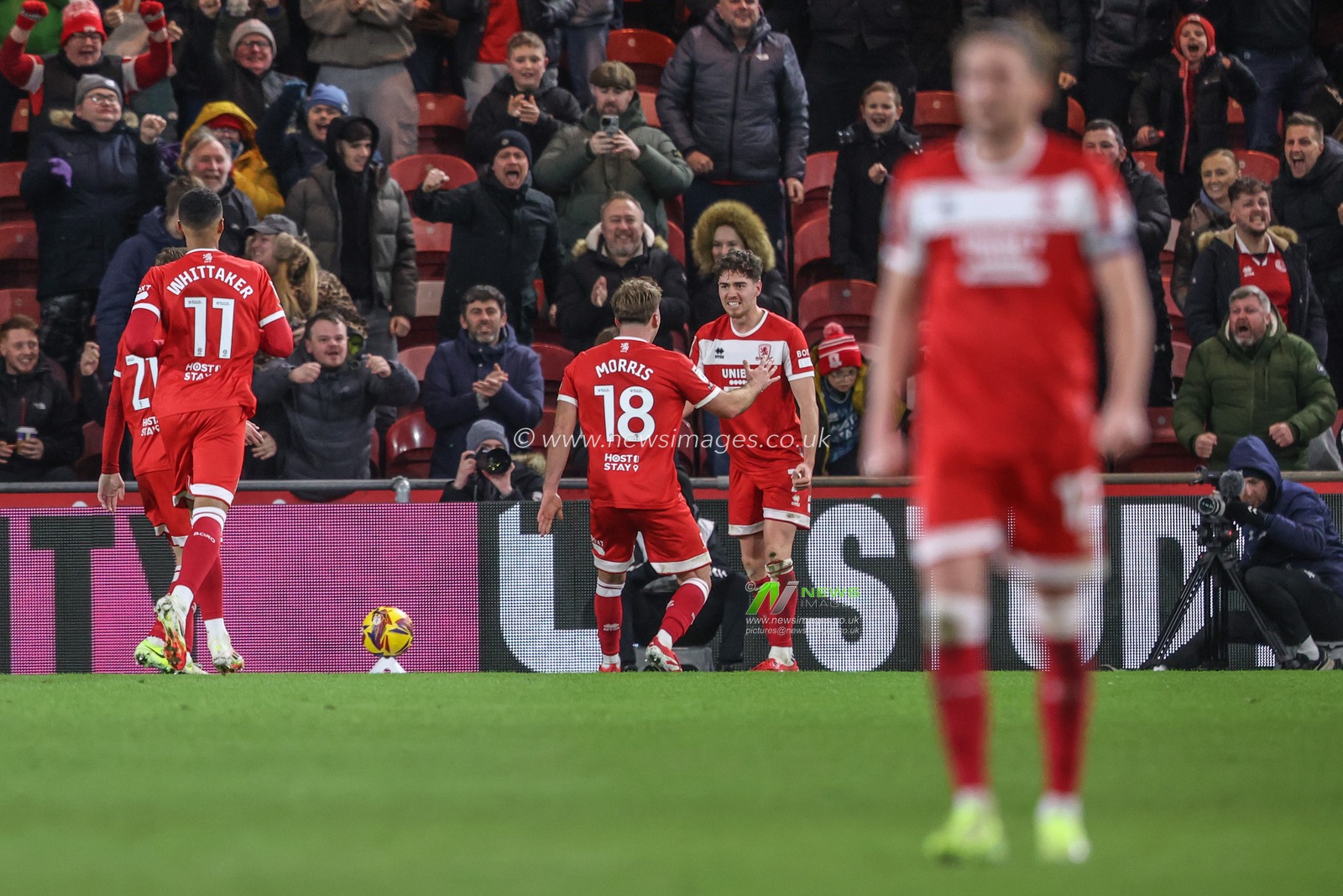 Hayden Hackney of Middlesbrough celebrates his goal to make it 2-2 during the Sky Bet Championship match Middlesbrough vs Sunderland at Riverside Stadium, Middlesbrough, United Kingdom, 3rd February 2025

(Photo by Alfie Cosgrove/News Images)