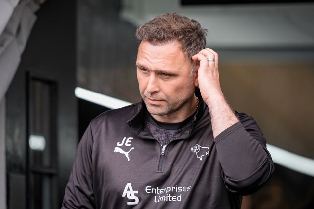 John Eustace manager of Derby County walks out during the Sky Bet Championship match Derby County vs Sheffield United at Pride Park Stadium, Derby, United Kingdom on 02 May 2026

(Photo by Maynard Manyowa/News Images)