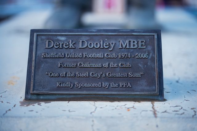 A general view of the Derek Dooley statue during the Sky Bet Championship match Sheffield United vs Blackburn Rovers at Bramall Lane, Sheffield, United Kingdom on 22 April 2026

(Photo by Maynard Manyowa/News Images)