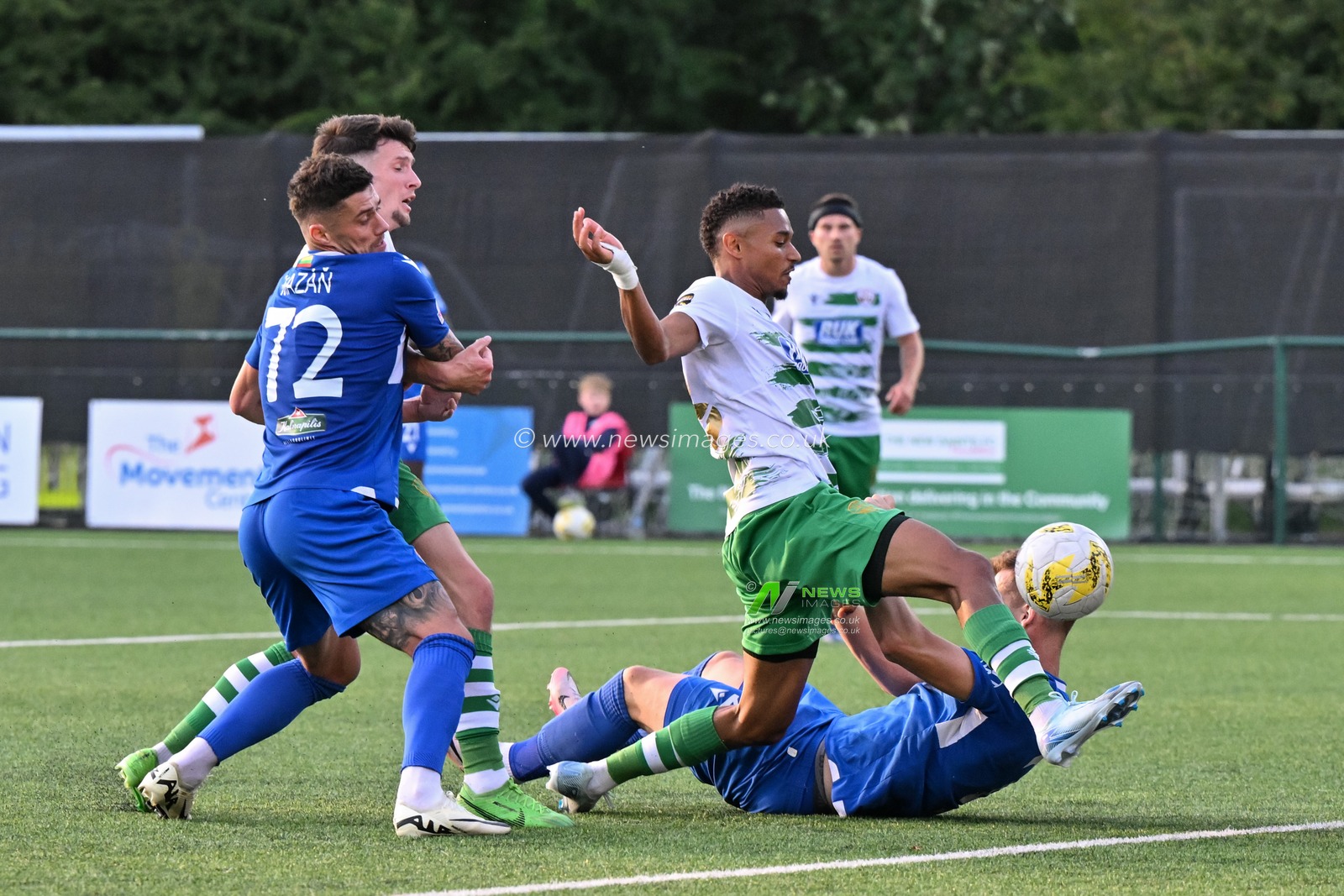 Adam Wilson of The New Saints attempts a shot on goal during the UEFA Conference League match The New Saints vs FK PanevÄ—Å¾ys at Park Hall Stadium, Oswestry, United Kingdom, 29th August 2024

(Photo by Cody Froggatt/News Images)