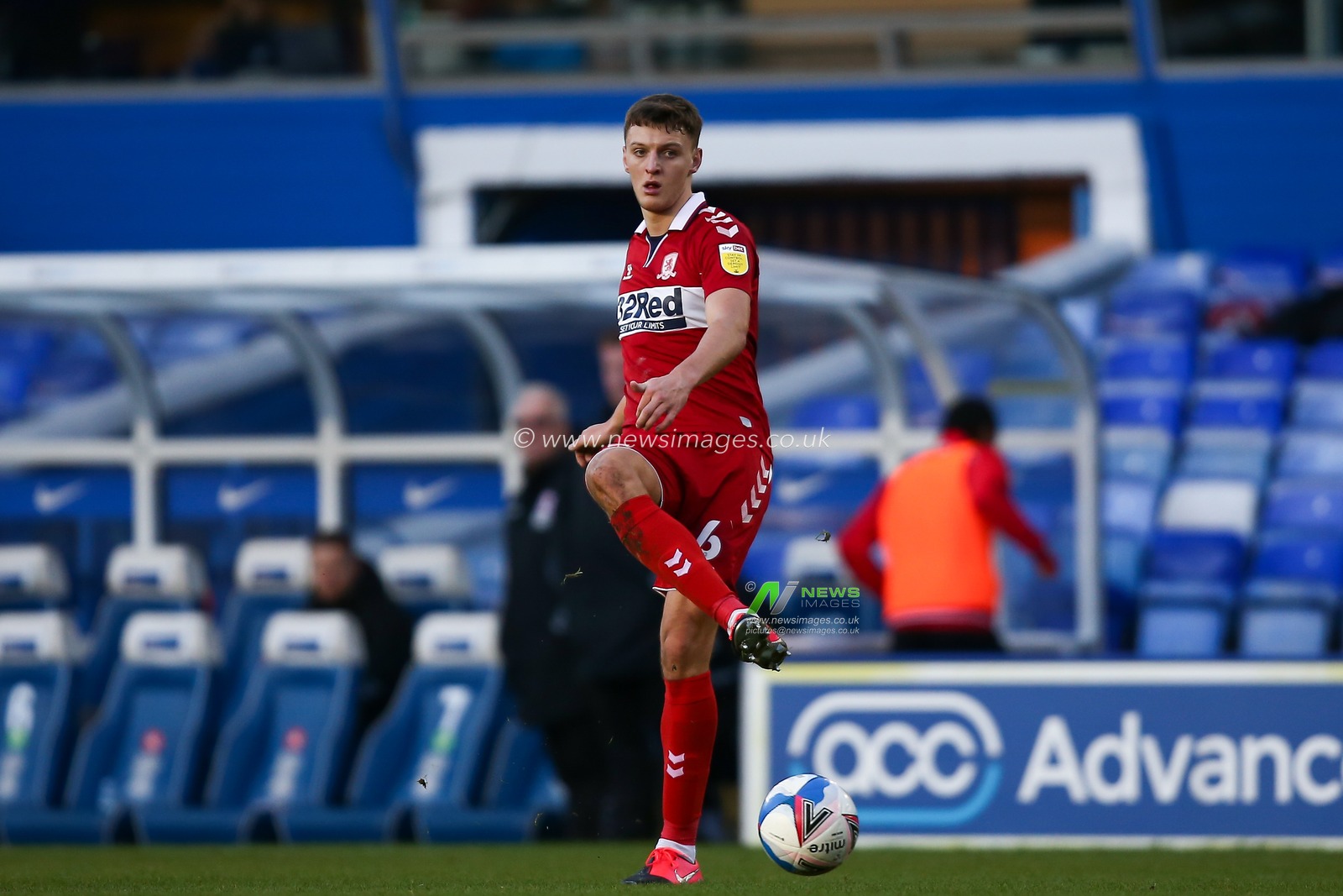 Dael Fry #6 of Middlesbrough passes the ball