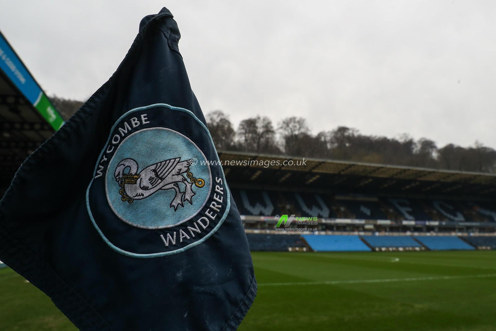 A general view inside of Adams Park, home of Wycombe Wanderers ahead of the Sky Bet League 1 match Wycombe Wanderers vs Blackpool at Adams Park, High Wycombe, United Kingdom, 4th January 2025

(Photo by Gareth Evans/News Images)