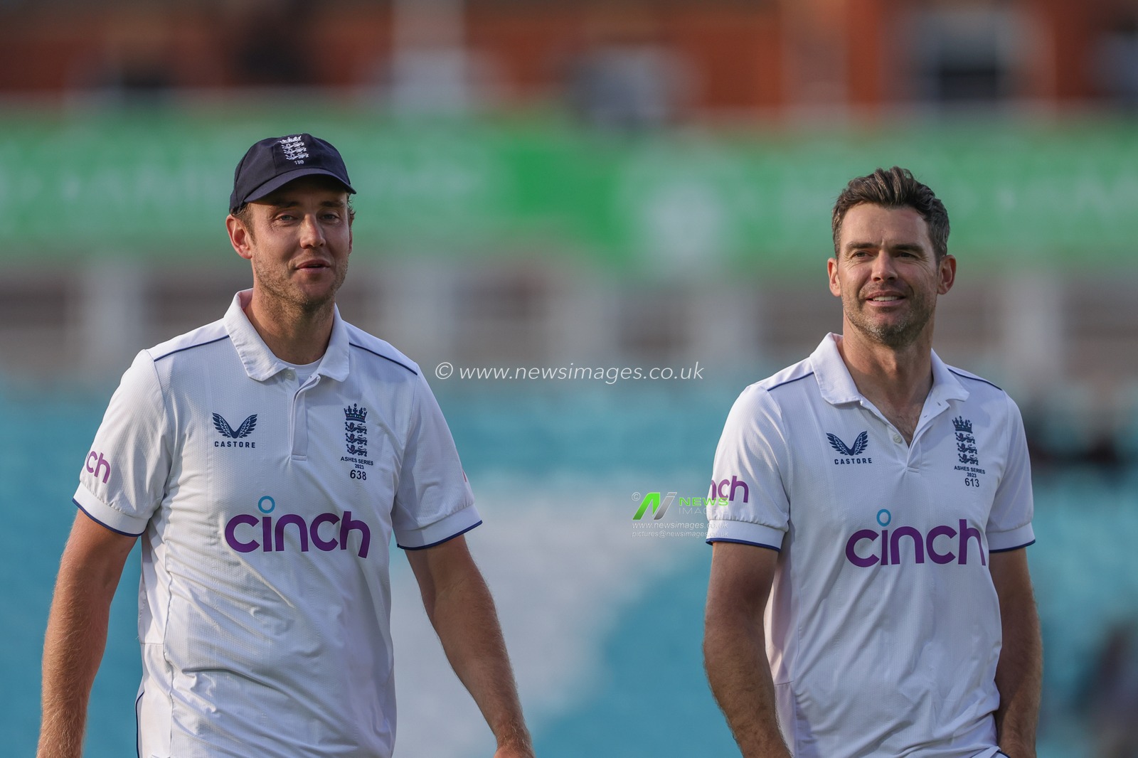 Stuart Broad of England and James Anderson of England leave the field after the game during the LV= Insurance Ashes Fifth Test Series Day Five England v Australia at The Kia Oval, London, United Kingdom, 31st July 2023

(Photo by Mark Cosgrove/News Images)