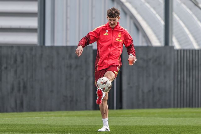 Ryan Yates of Nottingham Forest during the Nottingham Forest open training session ahead of their UEFA Europa League last 16 match against FC Midtjylland at The Nigel Doughty Academy, Nottingham, United Kingdom on 11 March 2026

(Photo by Alfie Cosgrove/News Images)