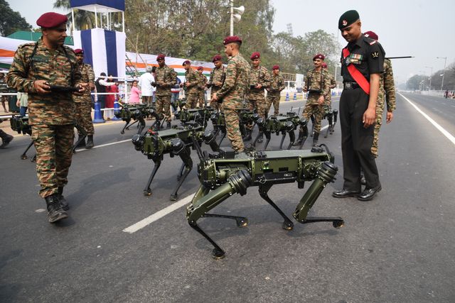 Indian Army  showcases  Robotic Mules  ahead the Final dress rehearsal for the upcoming Republic Day parade in Red Road , Kolkata, India, on January 24, 2025. Indian Army Robotic Mules will also register their presence at the prestigious annual republic day parade for the first time ahead of the Republic Day parade.Pictures by Debajyoti Chakraborty.(Photo: Debajyoti Chakraborty/News Images)