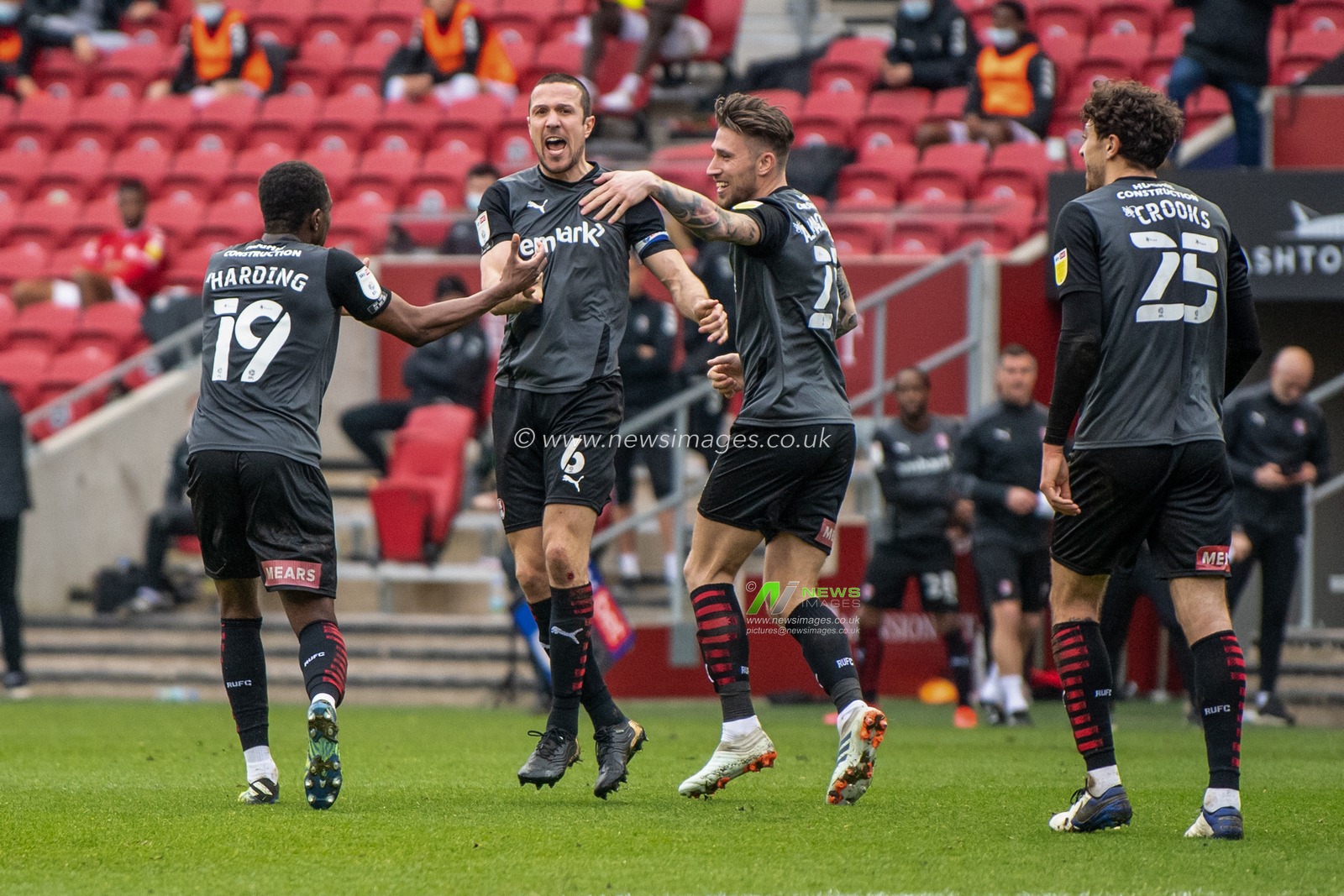 Richard Wood #6 of Rotherham United celebrates his goal to make it 0-2 to Rotherham United