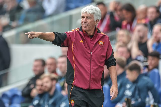 Gian Piero Gasperini manager of  of AS Roma reacts in the technical area during the Pre-season friendly match Everton vs A.S. Roma at Hill Dickinson Stadium, Liverpool, United Kingdom, 9th August 2025

(Photo by Mark Cosgrove/News Images)