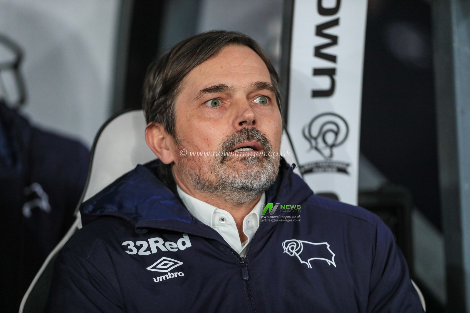 5th March 2020, Pride Park Stadium, Derby, England; Emirates FA Cup 5th Round, Derby County v Manchester United : Phillip Cocu manager of Derby County on the bench before kick-off
