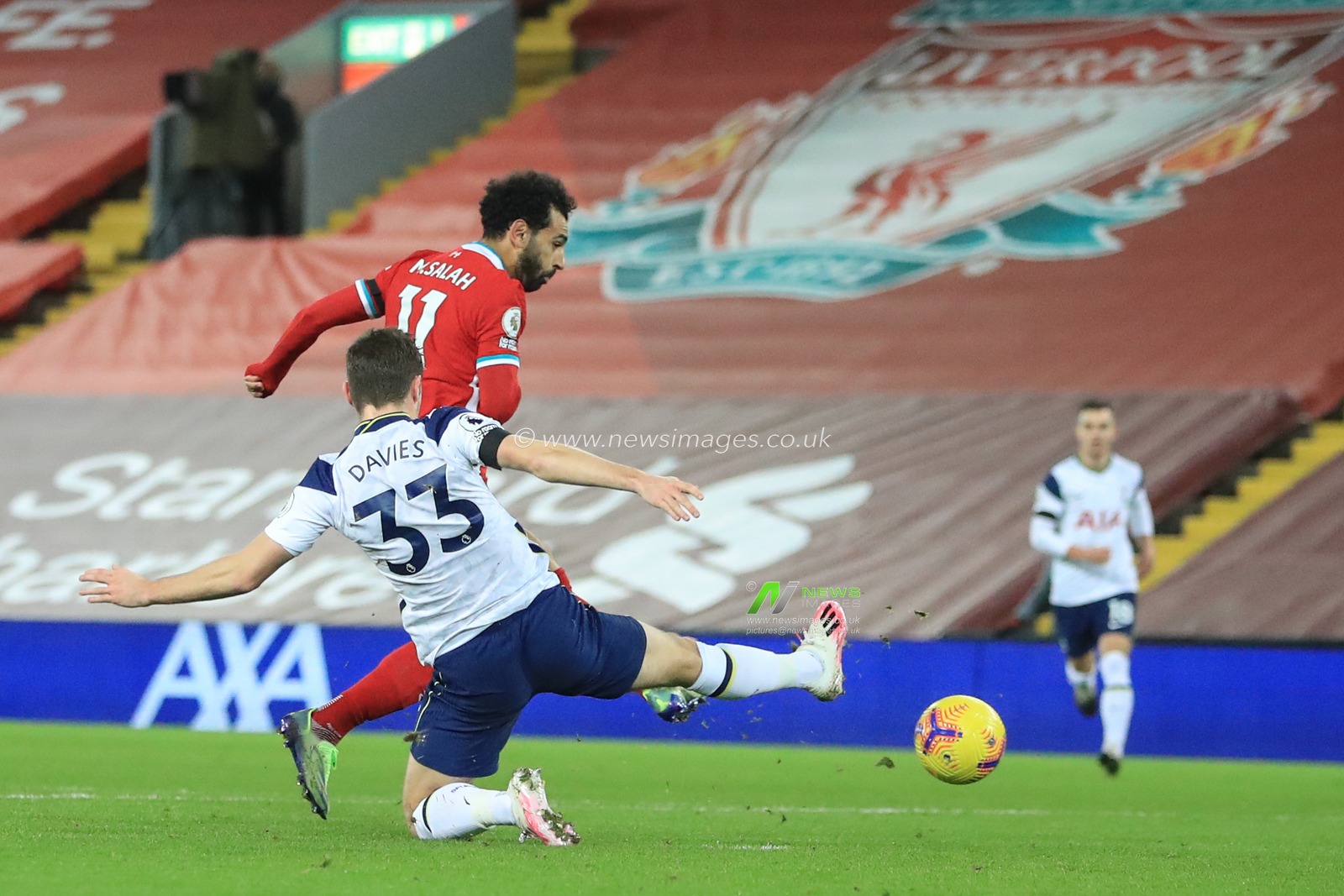 Mohamed Salah #11 of Liverpool shoots on goal, saved