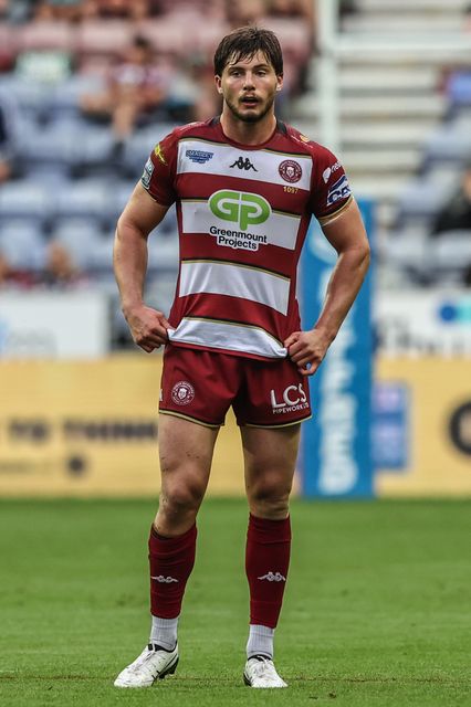 Ethan Havard of Wigan Warriors during the Betfred Super League round 20 match Wigan Warriors vs Catalans Dragons at The Brick Community Stadium, Wigan, United Kingdom, 25th July 2025

(Photo by Alfie Cosgrove/News Images)