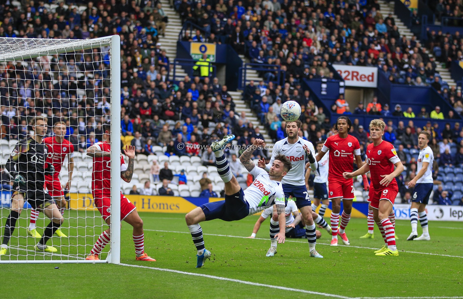 5th October 2019, Deepdale, Preston, England; Sky Bet Championship, Preston North End v Barnsley : Sean Maguire (24) of Preston North End tries to stop the ball going out of play

Credit: Conor Molloy/News Images