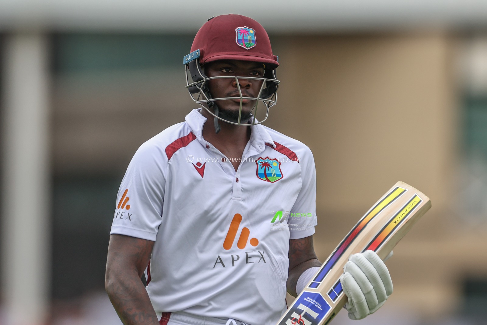 Alzarri Joseph of West Indies leaves the field of play after he loses his wicket during the Rothesay Test Match day three England vs West Indies at Trent Bridge, Nottingham, United Kingdom, 20th July 2024

(Photo by Mark Cosgrove/News Images)