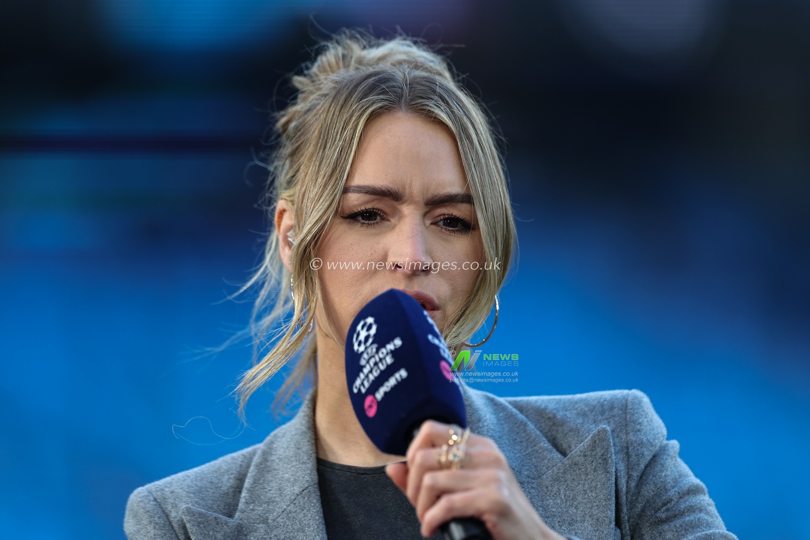 Laura Woods during the UEFA Champions League Quarter Final Manchester City vs Real Madrid at Etihad Stadium, Manchester, United Kingdom, 17th April 2024

(Photo by Mark Cosgrove/News Images)
