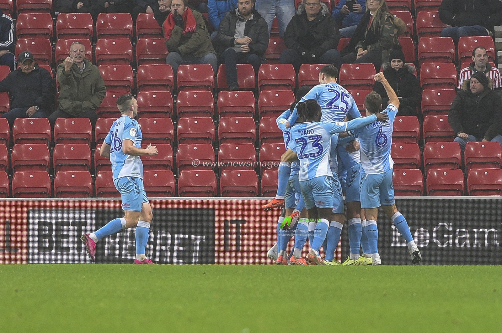 23rd November 2019, Stadium Of Light, Sunderland, England; Sky Bet League 1, Sunderland v Coventry City : Dominic Hyam (15) of Coventry City celebrates with his team mates after scoring

Credit: Iam Burn/News Images