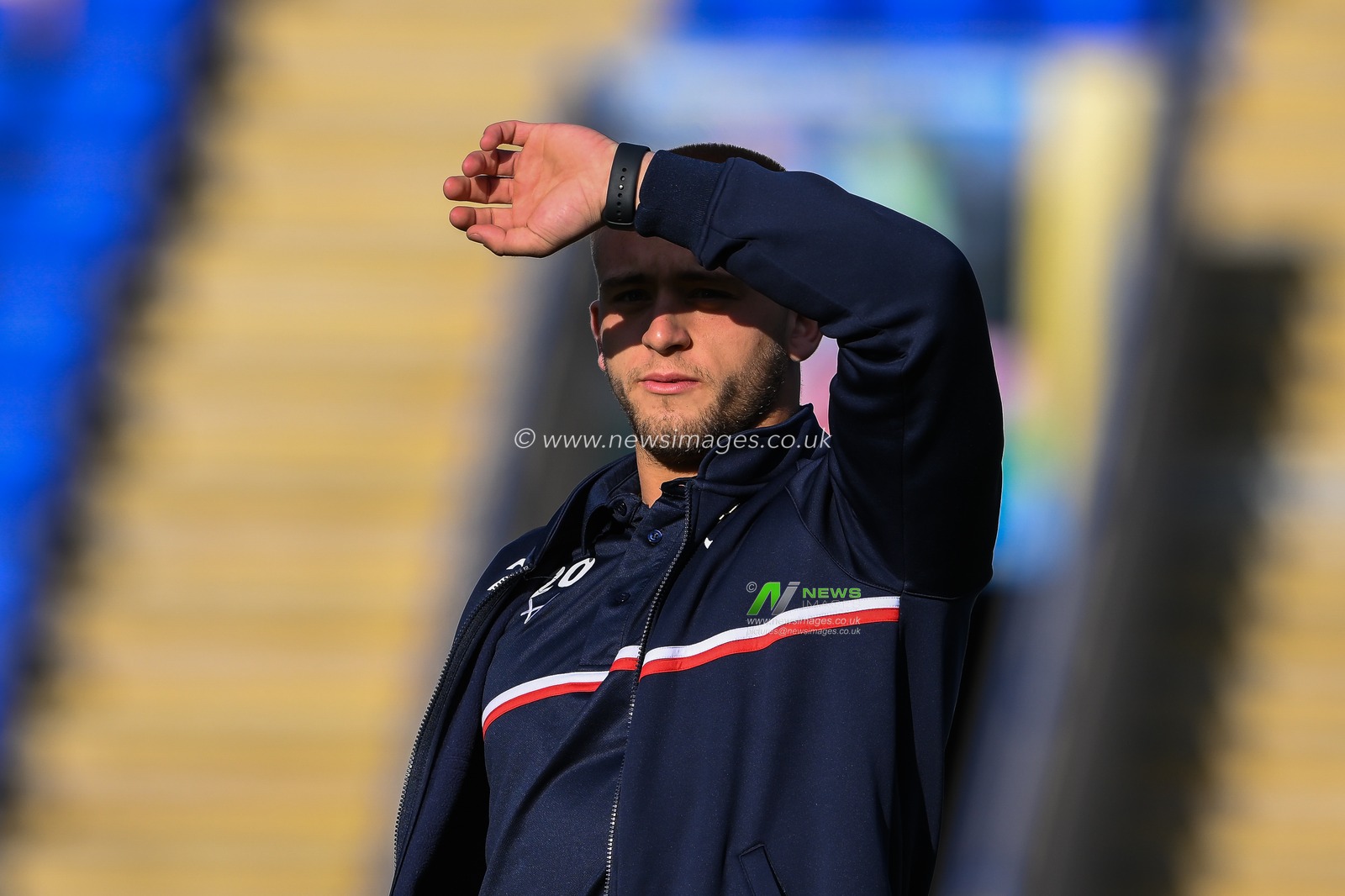 Mikey Lewis #20 of Hull KR shades his eyes as he arrives ahead of the Betfred Super League Round 12 match Warrington Wolves vs Hull KR at Halliwell Jones Stadium, Warrington, United Kingdom, 12th May 2023

(Photo by Craig Thomas/News Images)