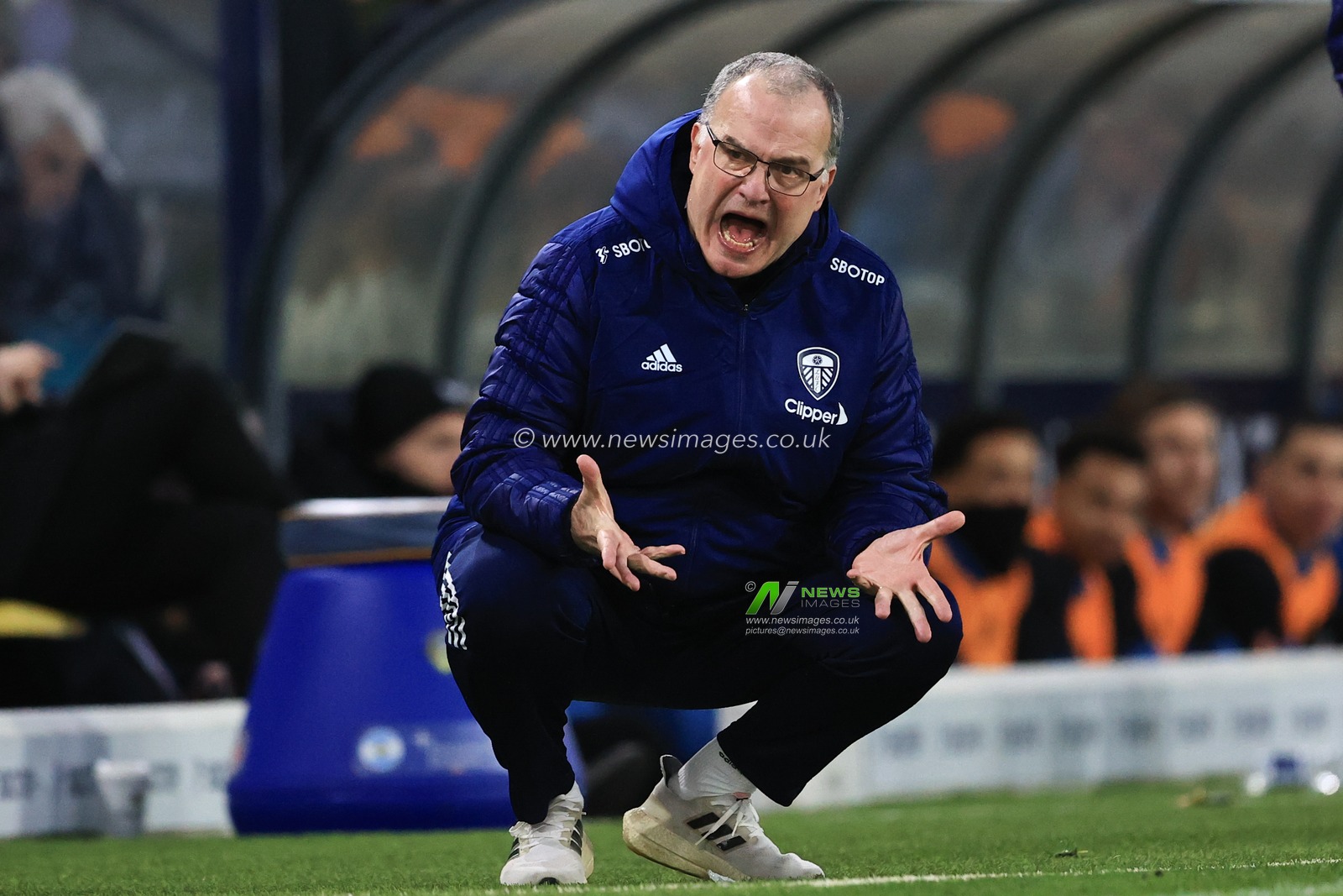 Marcelo Bielsa manager of Leeds United reacts during the Premier League fixture Leeds United vs Newcastle United at Elland Road, Leeds, UK, 22nd January 2022