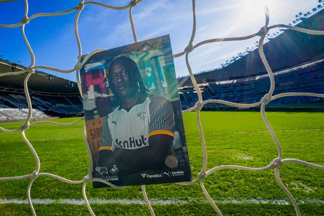 David Ozoh of Derby County in the match day program during the Sky Bet Championship match Derby County vs Swansea City at Pride Park Stadium, Derby, United Kingdom on 14 February 2026

(Photo by Maynard Manyowa/News Images)