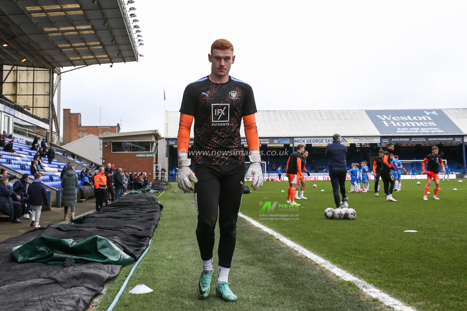 Mackenzie Chapman of Blackpool during the pre-game warm up ahead of the Sky Bet League 1 match Peterborough United vs Blackpool at Weston Homes Stadium, Peterborough, United Kingdom, 17th February 2024

(Photo by Gareth Evans/News Images)