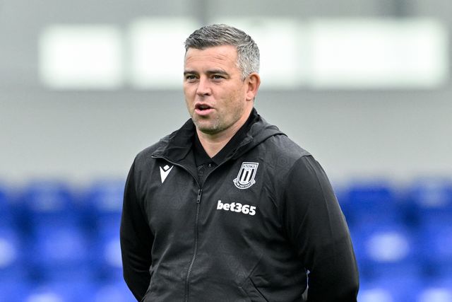 Steven Schumacher manager of Stoke City inspects the pitch ahead of the Pre-season friendly match Chester vs Stoke City at Deva Stadium, Chester, United Kingdom, 11th July 2024

(Photo by Cody Froggatt/News Images)