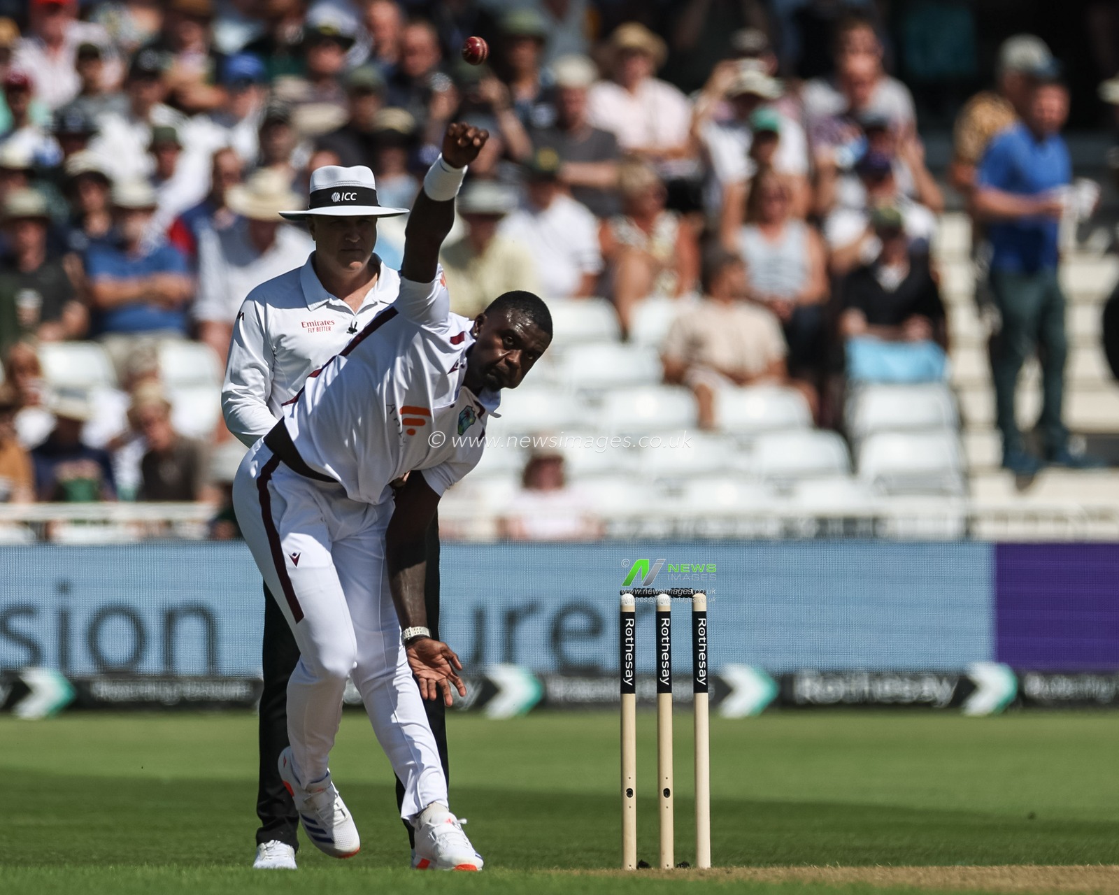 Jayden Seales of West Indies delivers the ball during the 2nd Rothesay Test Match match England vs West Indies at Trent Bridge, Nottingham, United Kingdom, 18th July 2024

(Photo by Mark Cosgrove/News Images)