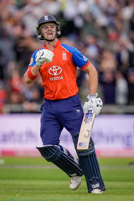 Jacob Bethell of England celebrates the winning run during the Second Vitality T20 International match England vs India at Old Trafford, Manchester, United Kingdom on 04 July 2026

(Photo by Maynard Manyowa/News Images)