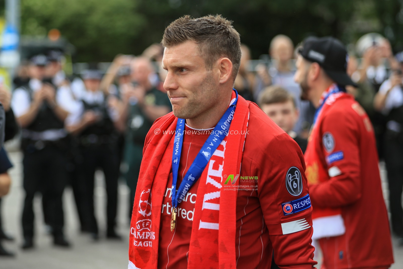 2nd June 2019 , Liverpool, England; UEFA Champions League, Liverpool FC Champions League winners celebrations and open top bus parade ; James Milner (07) of Liverpool 


Credit: Mark Cosgrove/News Images