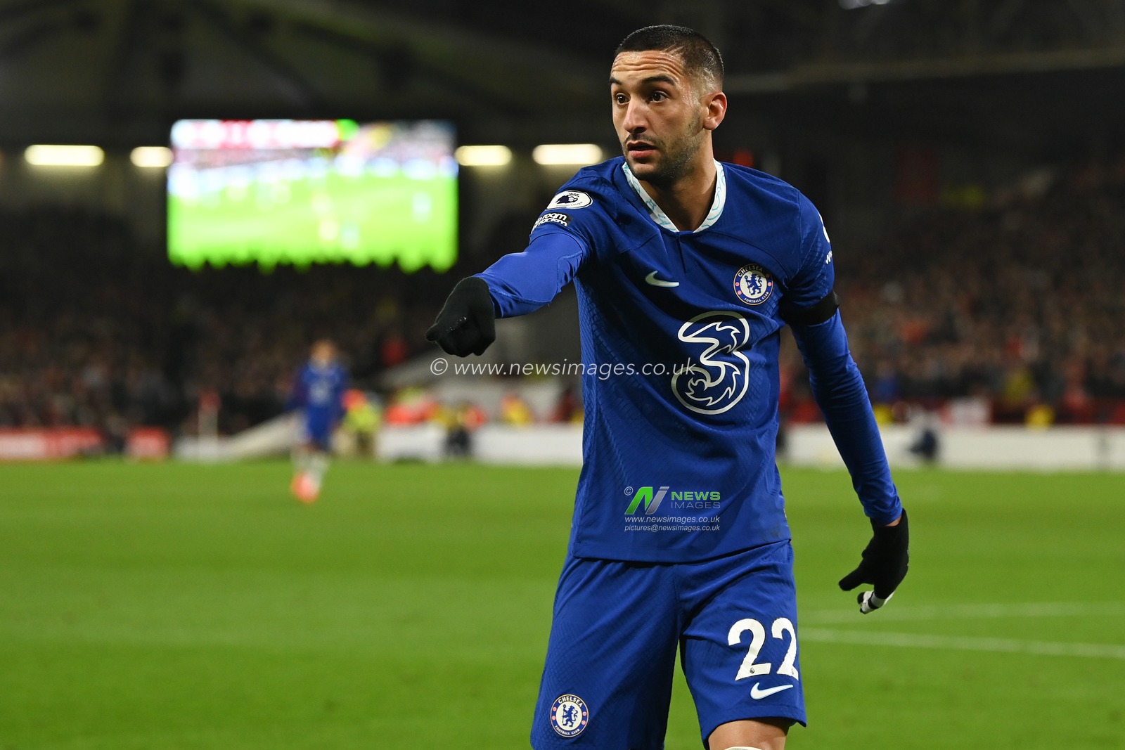 Hakim Ziyech #22 of Chelsea reacts during the Premier League match Nottingham Forest vs Chelsea at City Ground, Nottingham, United Kingdom, 1st January 2023

(Photo by Craig Thomas/News Images)