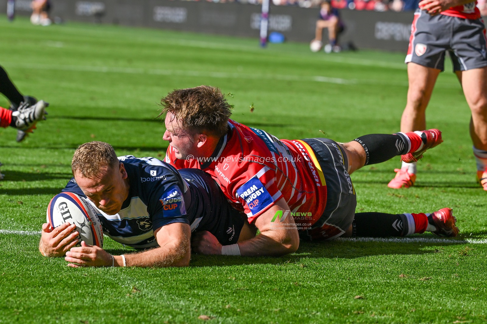 James Williams of Bristol Bears scores during the Prem Rugby Cup match Bristol Bears vs Gloucester at Ashton Gate, Bristol, United Kingdom on 05 September 2026

(Photo by Alex Williamson/News Images)