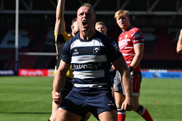 James Williams of Bristol Bears celebrates his try during the Prem Rugby Cup match Bristol Bears vs Gloucester at Ashton Gate, Bristol, United Kingdom on 05 September 2026

(Photo by Alex Williamson/News Images)