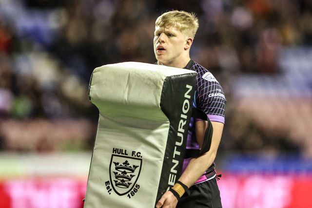 Matty Laidlaw of Hull FC in the pre-game warm up during the Betfred Super League match Wigan Warriors vs Hull FC at The Brick Community Stadium, Wigan, United Kingdom on 21 February 2026

(Photo by Alfie Cosgrove/News Images)