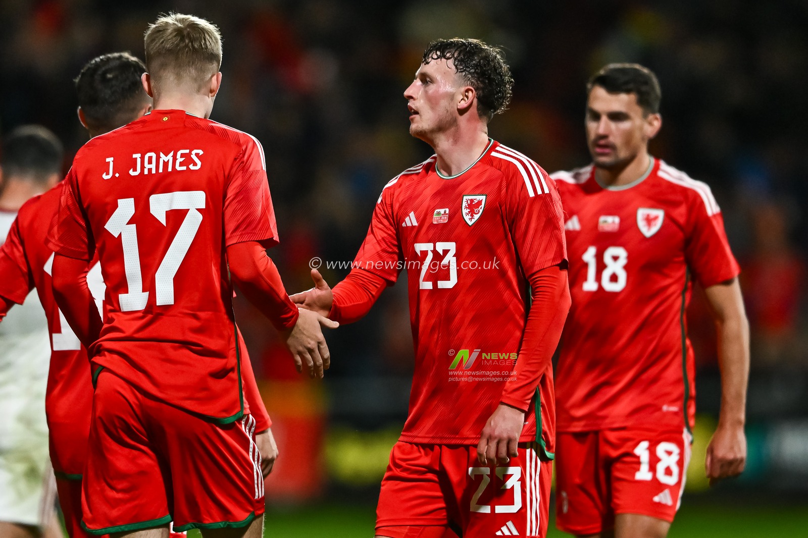 Nathan Broadhead of Wales celebrates his goal to make it 3-0 during the International Friendly match Wales vs Gibraltar at SToK Cae Ras, Wrexham, United Kingdom, 11th October 2023

(Photo by Craig Thomas/News Images)