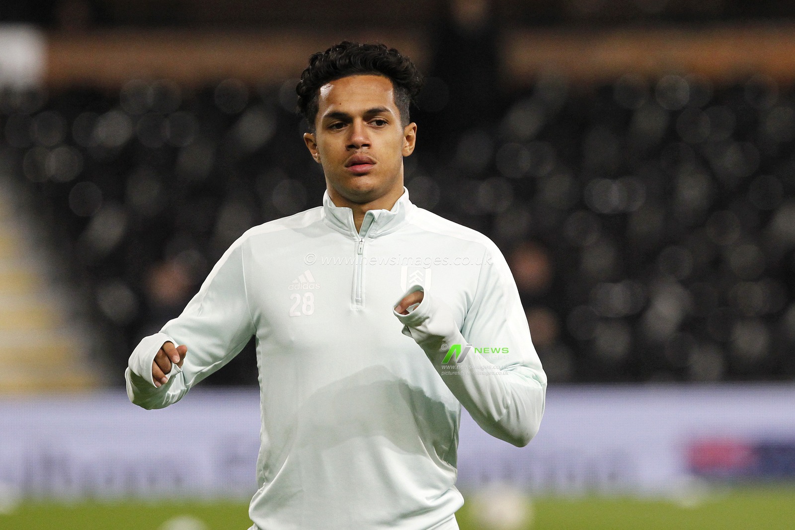 Fabio Carvalho #28 of Fulham warms up.