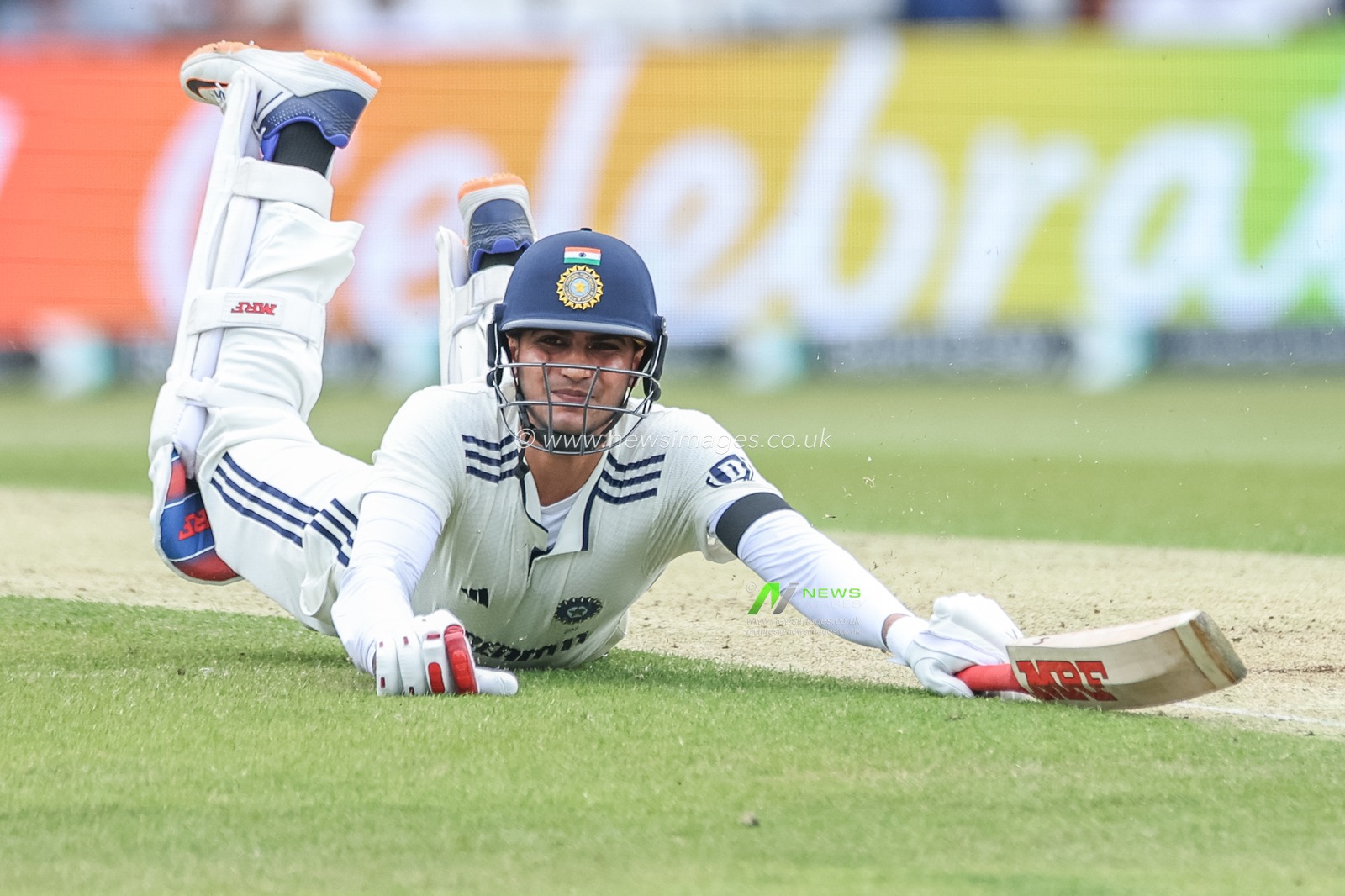India captain Shubman Gill dives to the crease and is safe as he makes two runs during the 1st Rothesay Test Match Day 1 England vs India at Headingley Cricket Ground, Leeds, United Kingdom, 20th June 2025

(Photo by Mark Cosgrove/News Images)
